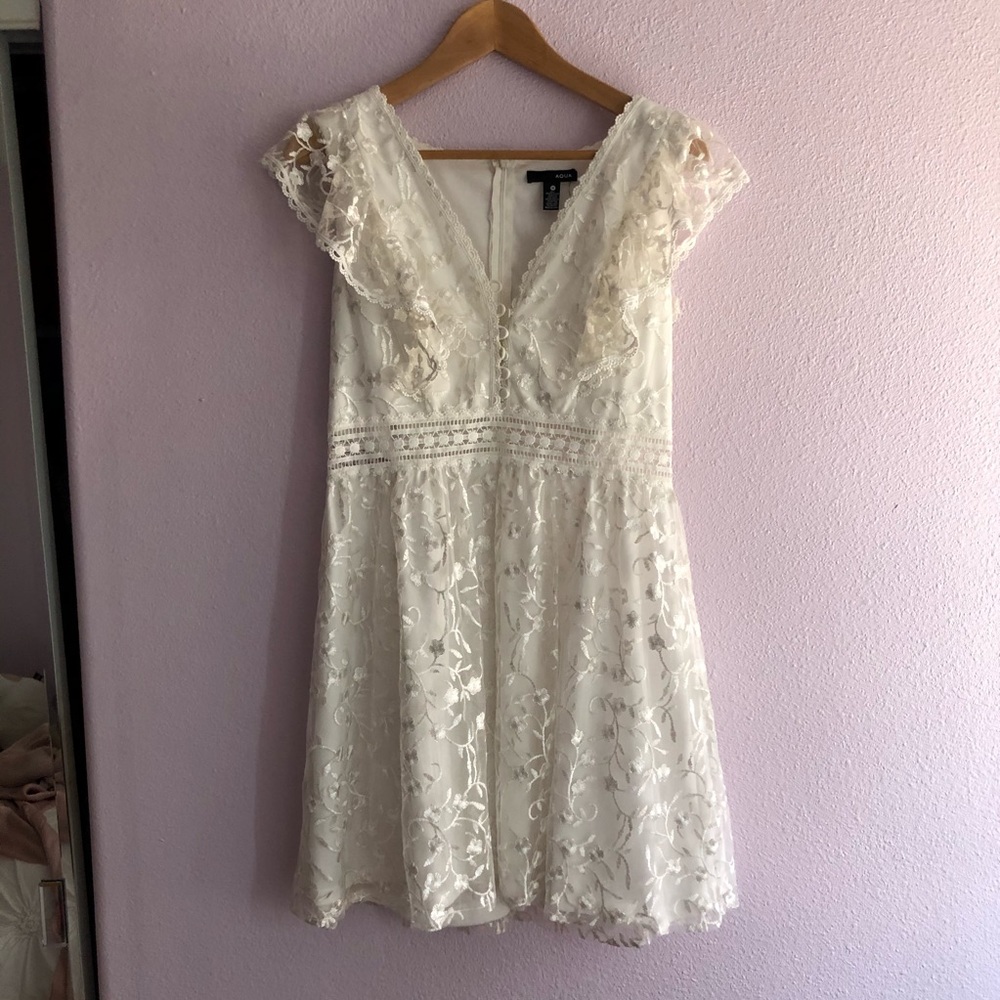 AQUA floral embroidered dress